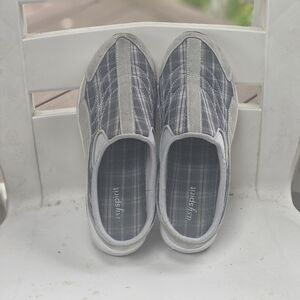 Very Comfy! Easy Spirit Women's Gray Striped Athletic  Mules Shoes Size 10W